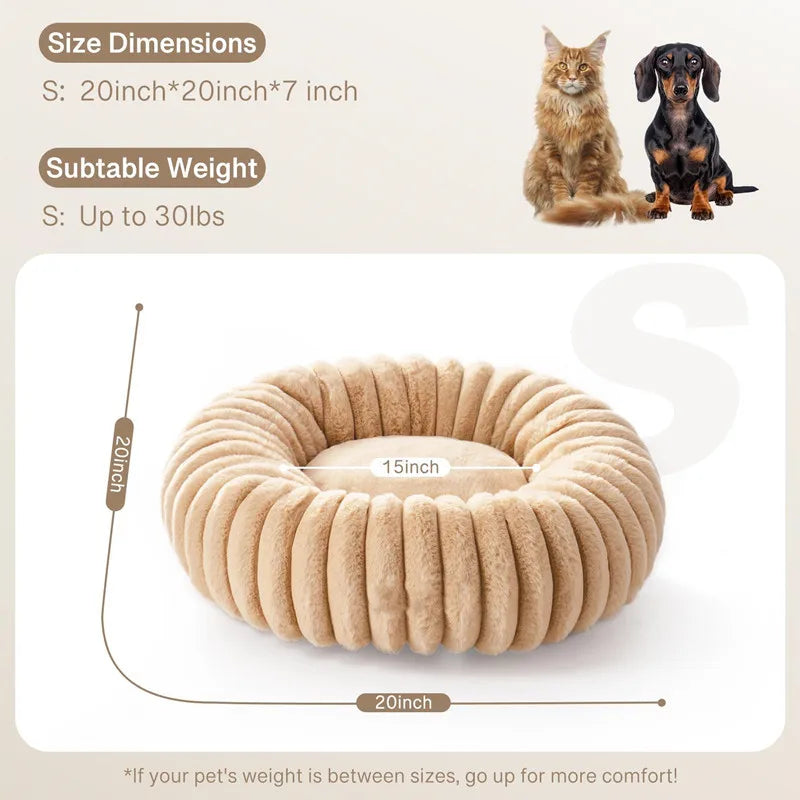 Pet Nest Rabbit Plush Pet Pad Long Hair Round Cat Nest Universal Warm Dog Bed in All Seasons Soft Cat House  Pet Accessories