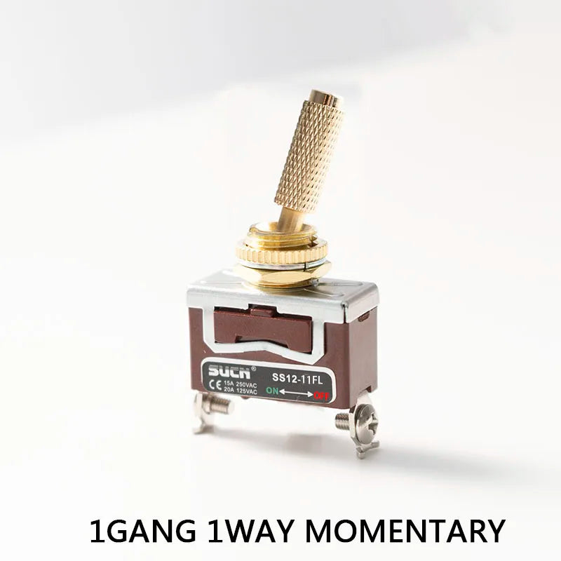 CE Golden Color Brass Knurl Toggle  12~ 250V 1GANG 2WAY DIY Home Bar Hotel Car Machine Customized Electric Wall Light Switch