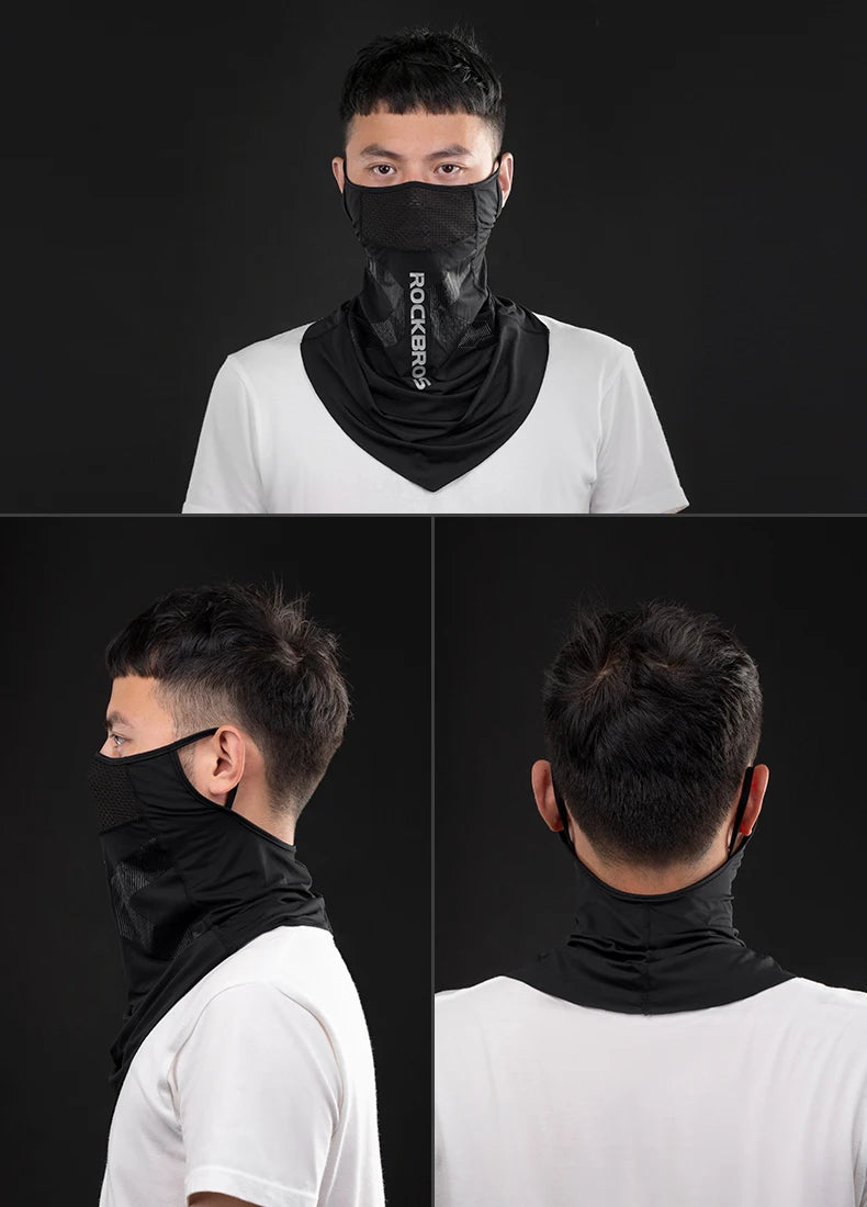 ROCKBROS Ice Silk Cycling Face Mask UV Sun Protect UPF50+ Summer Breathable Collar Scarf MTB Road Motorcycle Bike Bicycle Mask