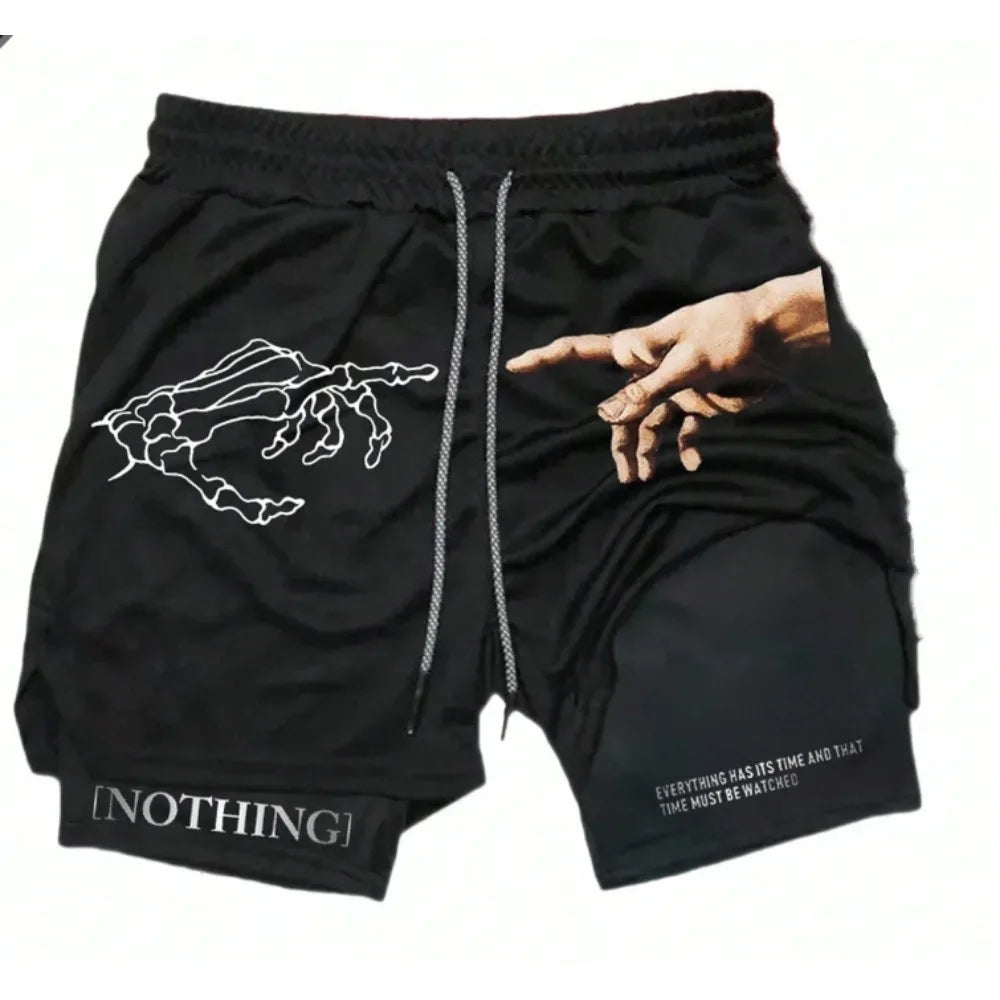 Men's Drawstring Waist 2-in-1 Sports Shorts Casual Comfort Four Seasons Sports Fitness Shorts  shorts for men