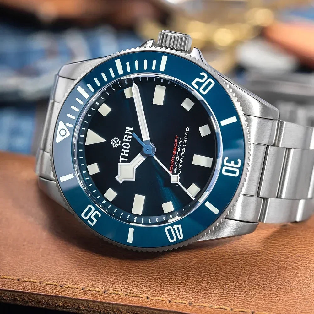 THORN 39mm Titanium Watch Homage Vintage PT5000 Movement Automatic Sapphire Crystal C3 Super Luminous 200M Waterproof Watches