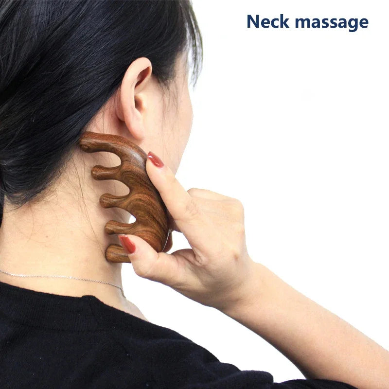 massager  Acupoint Massager Head Sandalwood Hair Comb Scalp Relax Portable Wooden Handle Comb Anti-static Styling Tool