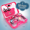Girls Beauty Salon Set, Pretend Play Stylist Hair Cutting Kit Hairdresser Toys with Hair Dryer Scissors Barber Apron and Styling