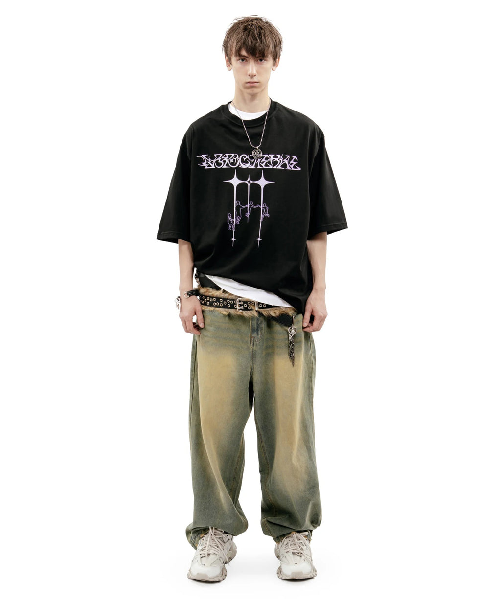 Harajuku Oversized Streetwear Men's Tshirt Growing Up Graphic Print Y2k Short Sleeve Top Tee Hip Hop Korean Cotton Goth Clothing