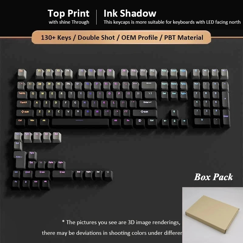 Gradient Keycaps 134 Keys OEM Profile PBT Double Shot Keycap For MX Switch Gaming Mechanical Keyboard Side Printed RGB Key Caps