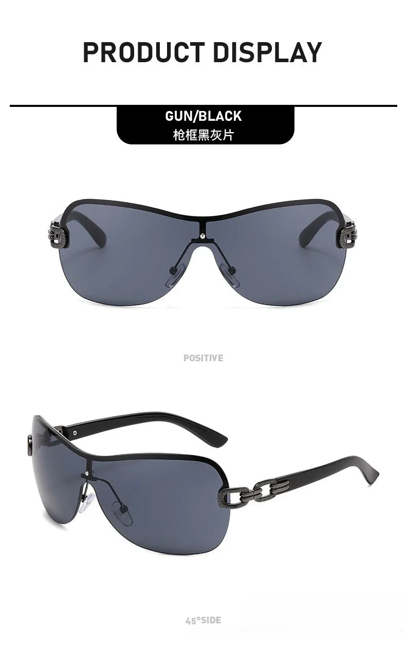 2025 New Fashionable Luxury Women's Sunglasses Retro Neutral Metal Frame Integrated Simple and Elegant UV400 Sunscreen Glasses