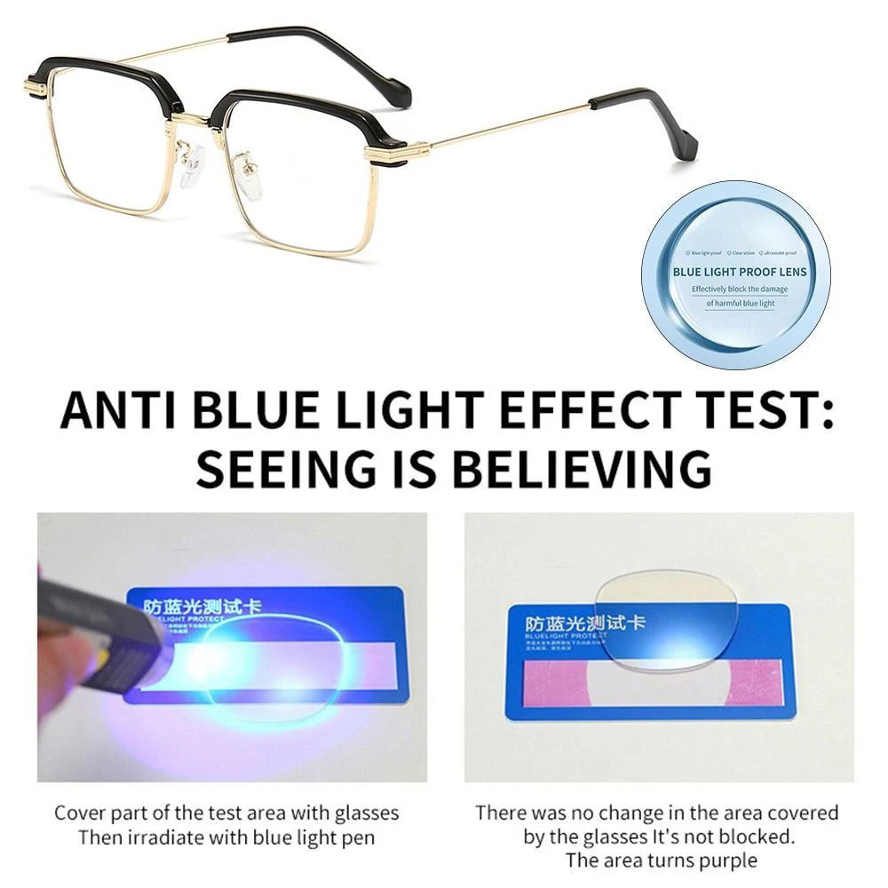 Men Anti-Blue Light Glasses Photochromic Half Frame Eye Protection Glasses Ultra Light Computer Eyeglasses Sunglasses
