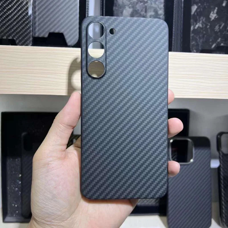 Case for Samsung Galaxy S23 S23+ Plus 600D Real Carbon Fiber Aramid Cell Mobile Phone Protective Cover Protection Shell