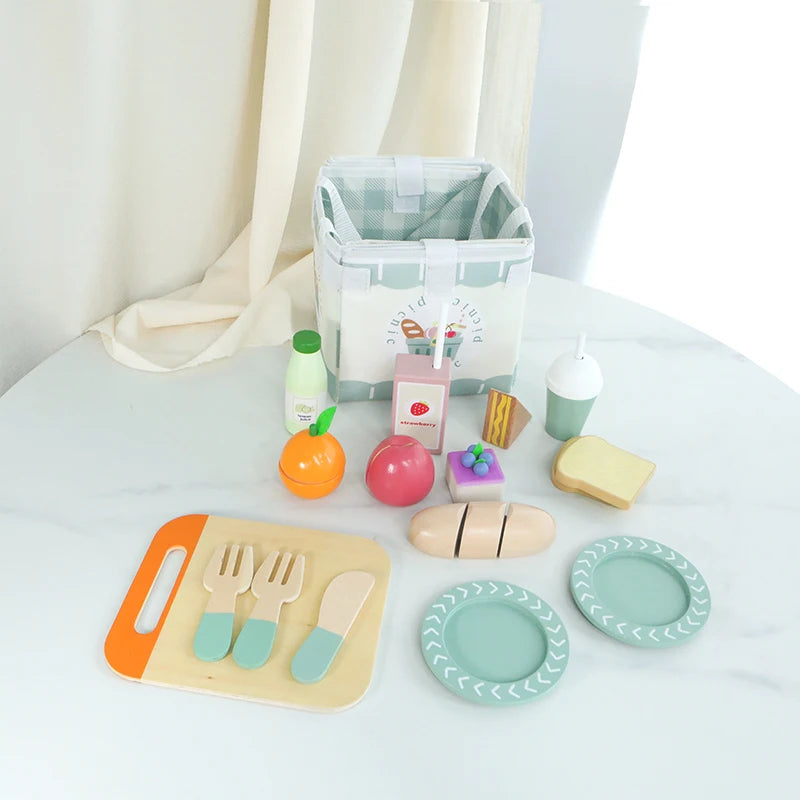 wooden Kitchen toy wooden tableware Food Sets toy  role play Educational Cosplay preschool gifts for kids Kitchen Accessories