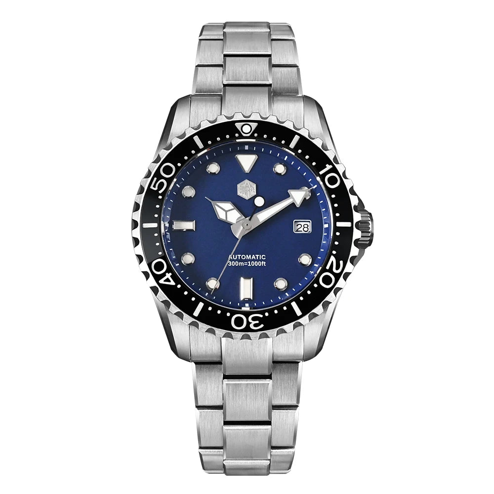San Martin 40mm Enamel Dial YN55 Men Diver's Automatic Mechanical Watch 3H Date BGW-X1 30Bar Waterproof Montre Homme SN0009D
