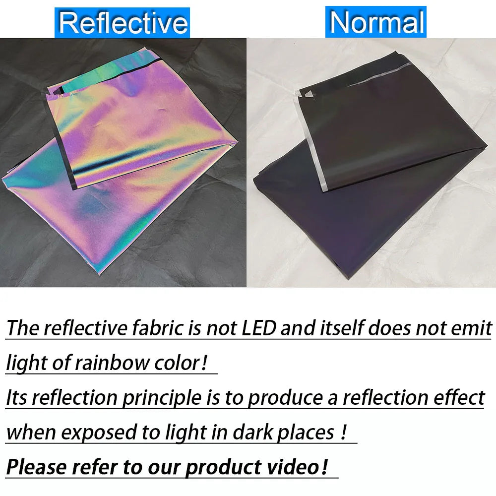 Rainbow Reflective Fabric Colorful High Bright DIY Make For Clothes Garment Designer Cloth Magic Gradient Color