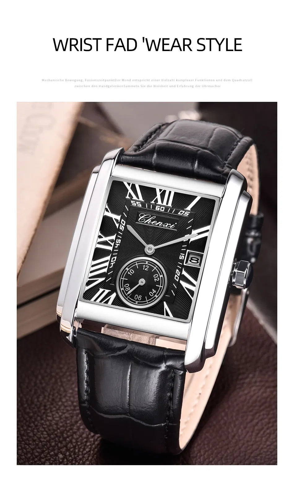 Fashion Business Watches For Men Calendar Display Quartz Watches Waterproof Leather Band Men's Wristwatch