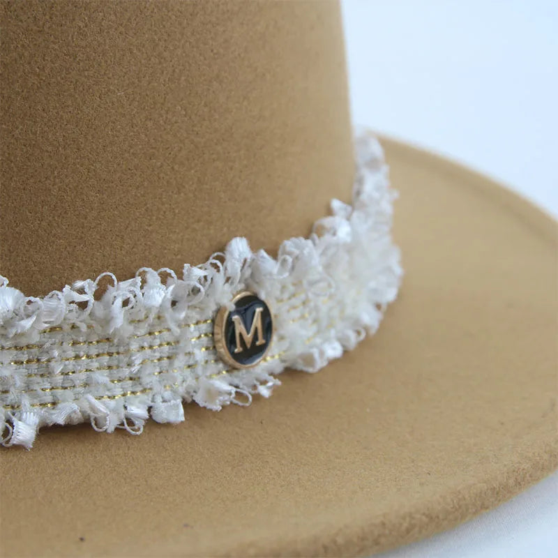 Hats for Women Fedoras Felted Hat Flat Dome Solid Band Luxury Elegant Fahsion Jazz Cap Women's Hat Women Hat Sombreros De Mujer