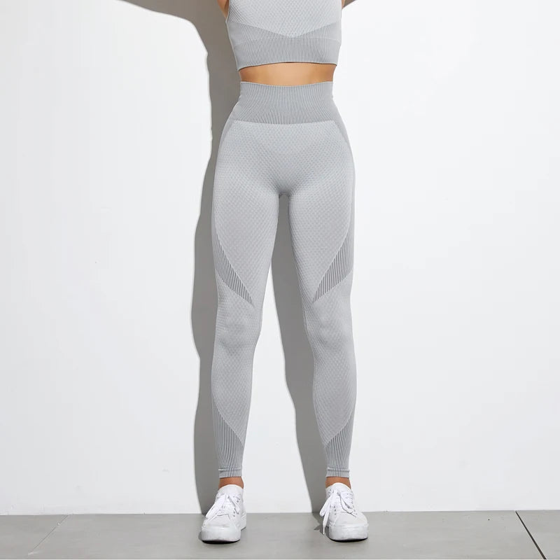 Fashion Women Seamless High Waist Fitness Gym Leggings Push Up Energy Tights Workout Running Activewear Tummy Control Yoga Pants