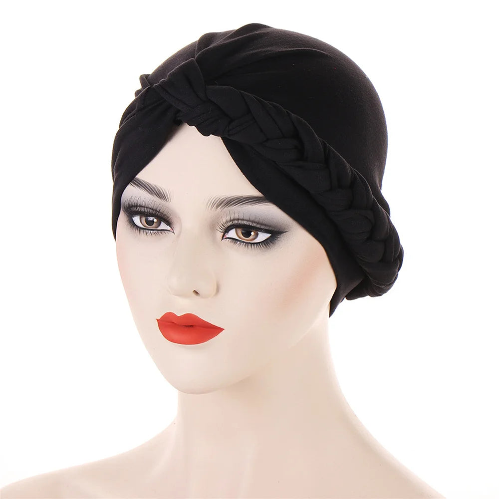 New Women Velvet Turban Hat Muslim Twist Solid Color Hijab Chemo Cap Head Wrap Headscarf Beanies Bonnet Headscarf Turbante Mujer