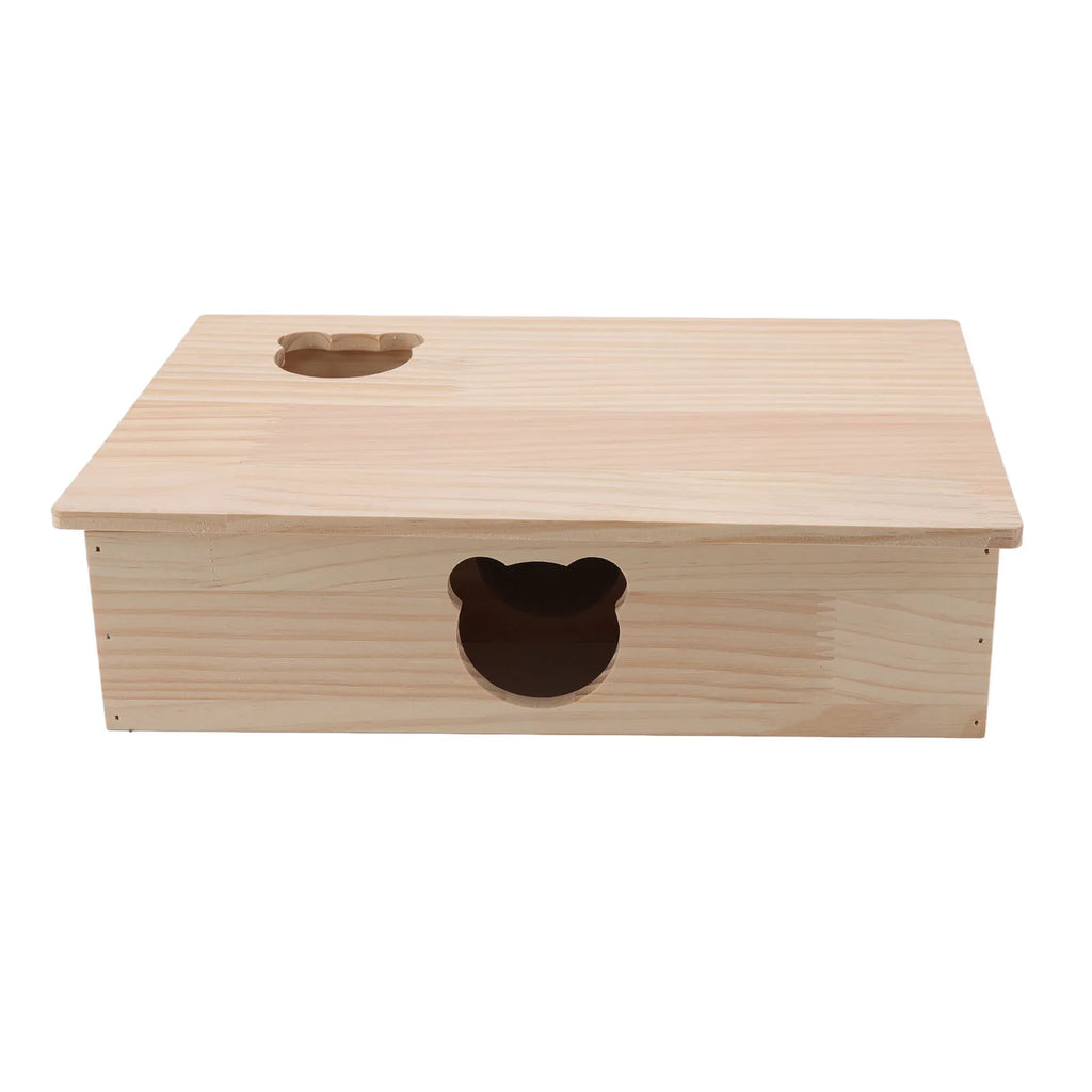 Hamster House Log Movable Roof Stable 6 Bedrooms Pet Hideout House for Hamsters Chinchillas Golden Bears Sleeping and Moving