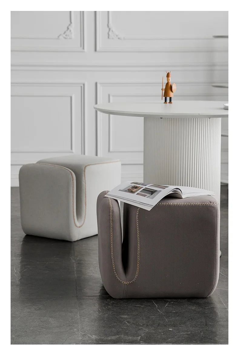 Household Living Room Hallway Pouf Nordic Sofa Stool Makeup Sitting Pier Fabric Shoe Changing Stool Book Storage Ottoman