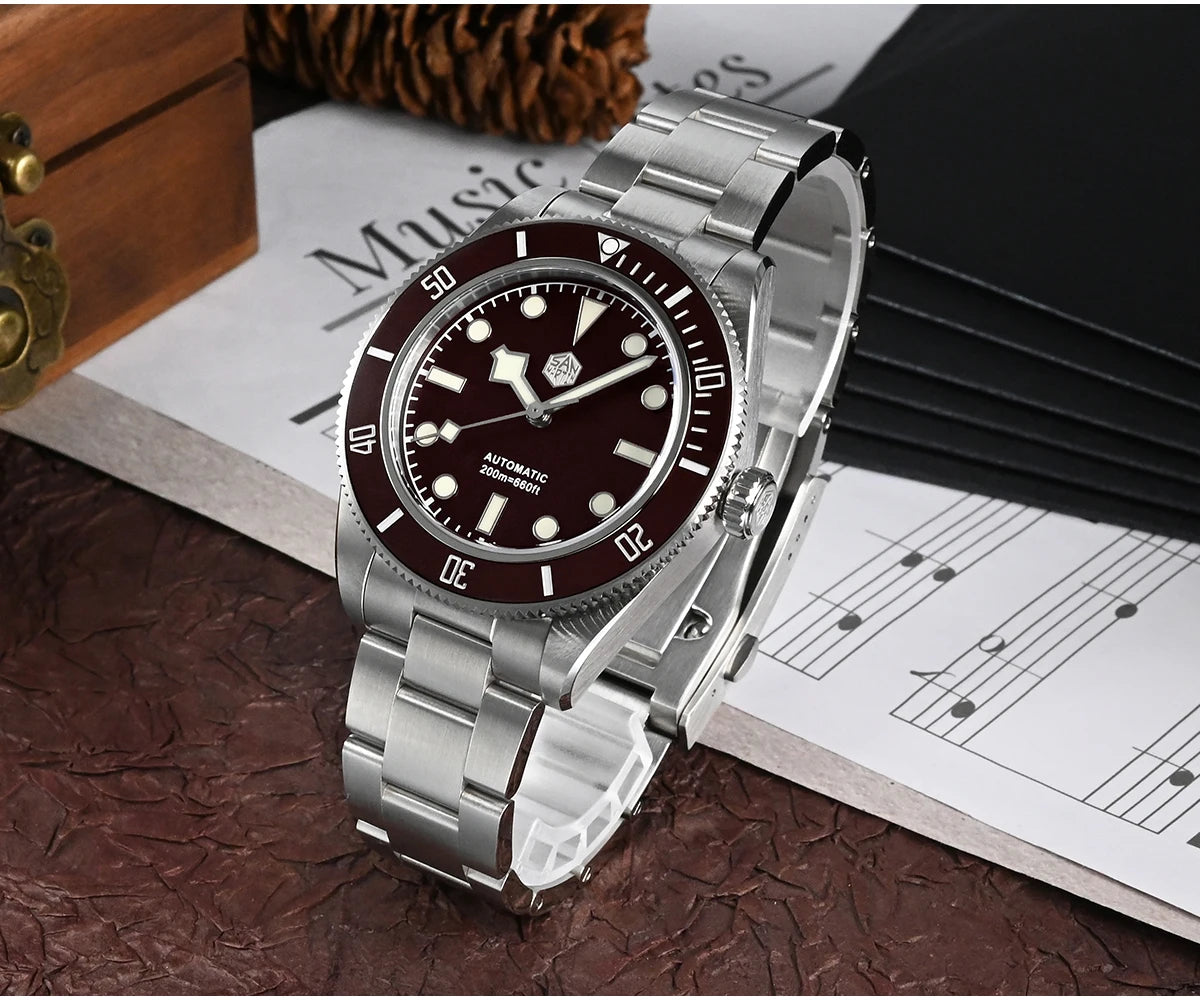 San Martin 40mm Vintage Diver Luxury Men Wristwatch Brand Classic BB58 PT5000 Automatic Mechanical Watches Sapphire 20Bar SN0008
