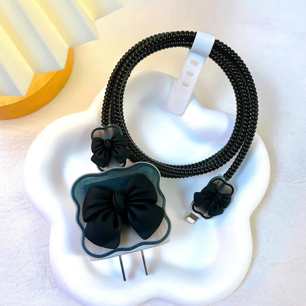 3D Bow Charger Cable Protector Cover For iPhone 20W 18W Charger Protector Storage Bag Case Cover Management Wire Cord Organizers