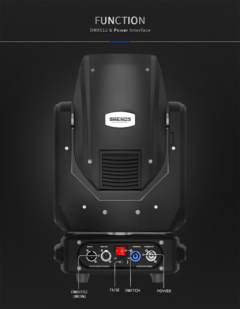 SHEHDS Bulb Beam 275W Moving Head Light Double Prism DMX512 For Night Club Wedding Theater