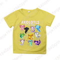 Colorful Cartoon Axolotls Graphic Print Tee, Girls' Casual & Comfy Crew Neck Short Sleeve T-shirt For Spring & Summer