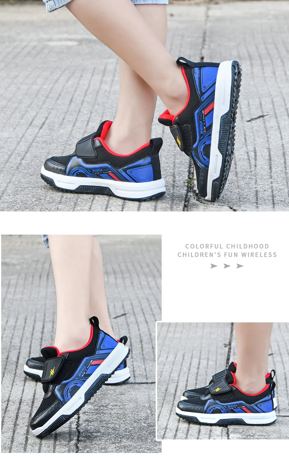 BONA  New Designers Running Shoes Fashion Classic Sneakers Children School Sport Footwear Comfy Kids Breathable