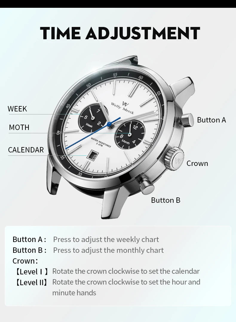 WM Watch Automatic Mechanical Watches Water Resistant Classic Casual Business Man Watch Welly Merck Watch WM138M
