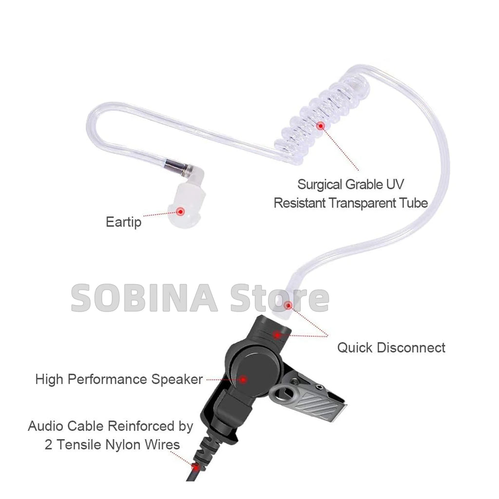 Covert Acoustic Air Tube Earpiece Headset Mic For Sepura STP8000 STP8035 STP8038 STP8040 STP8080 STP9000 STP9035 STP9038