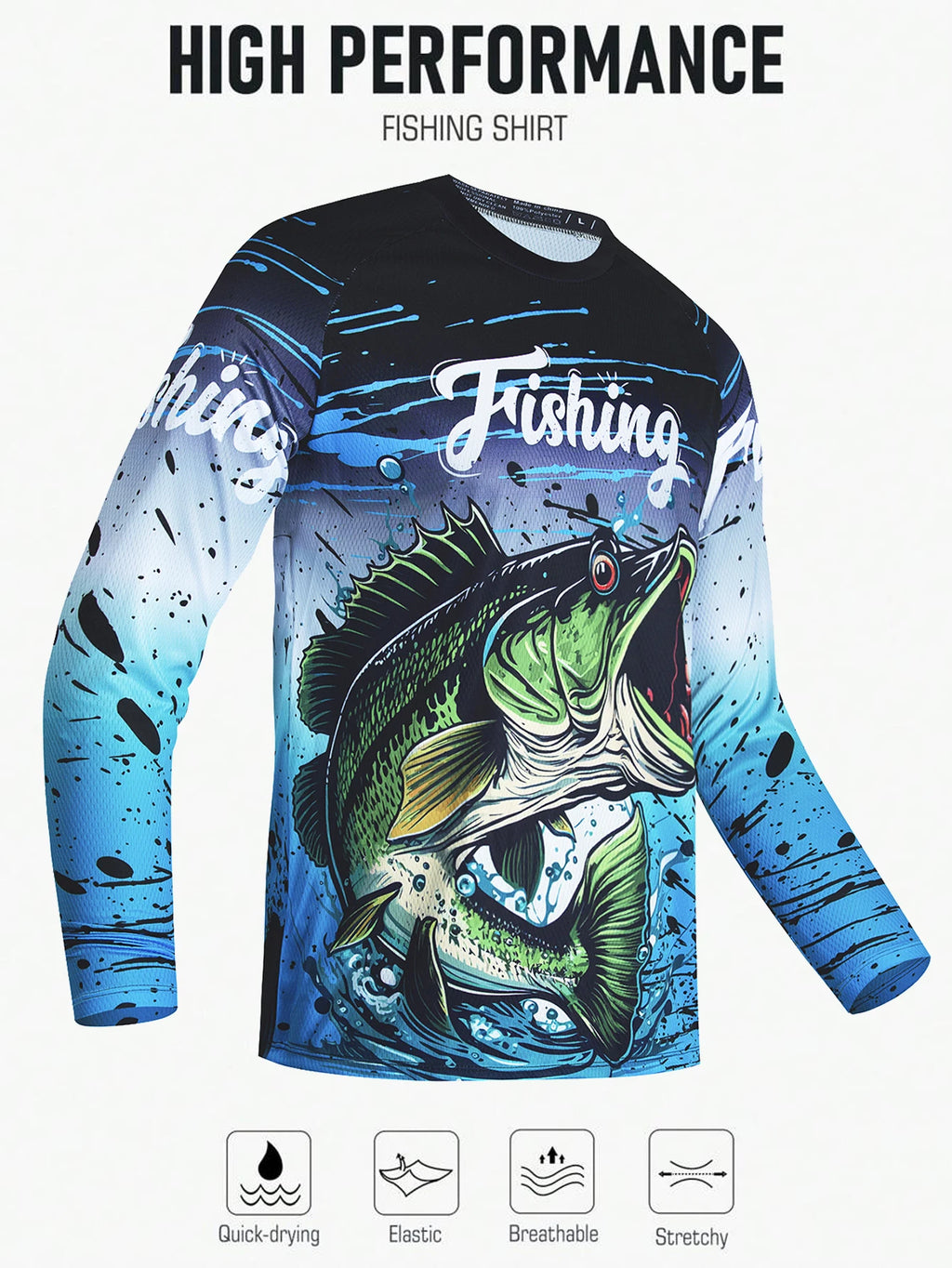 2025 Fishing Shirt Men Summer Outdoor Fishing Clothing Sunscreen Long Sleeve Fish Print Casual Shirts Anti-UV Fishing Shirts