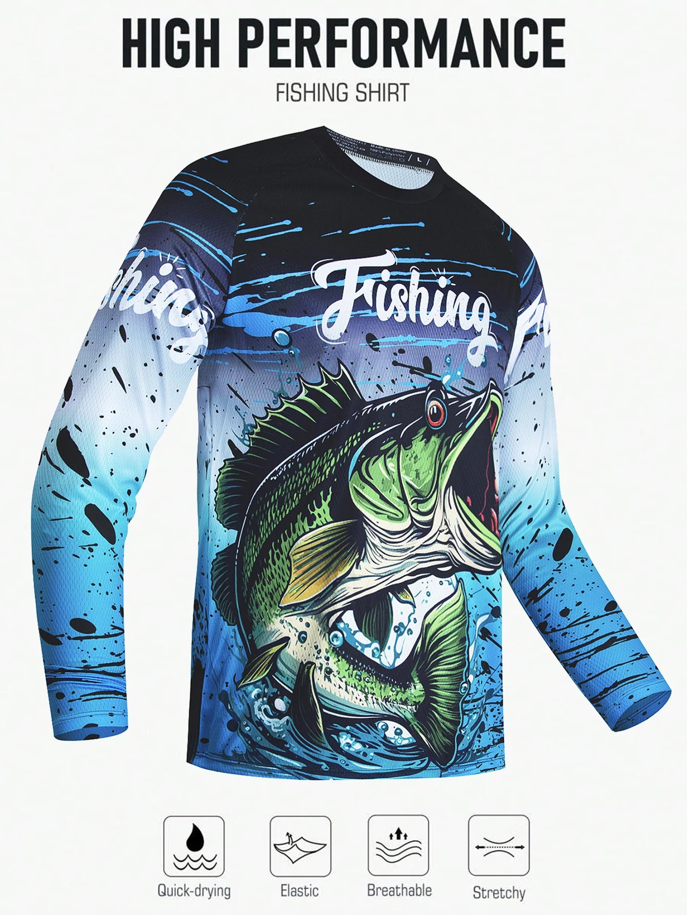 2025 Fishing Shirt Men Summer Outdoor Fishing Clothing Sunscreen Long Sleeve Fish Print Casual Shirts Anti-UV Fishing Shirts