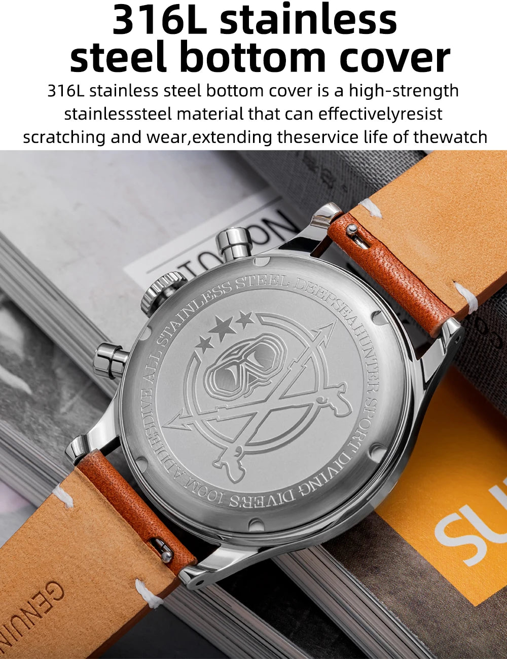 ADDIESDIVE Men watches Quartz Wristwatch Sport waterproof 100m Chronograph AR Coating VK64 Movement Retro Leather Watch New
