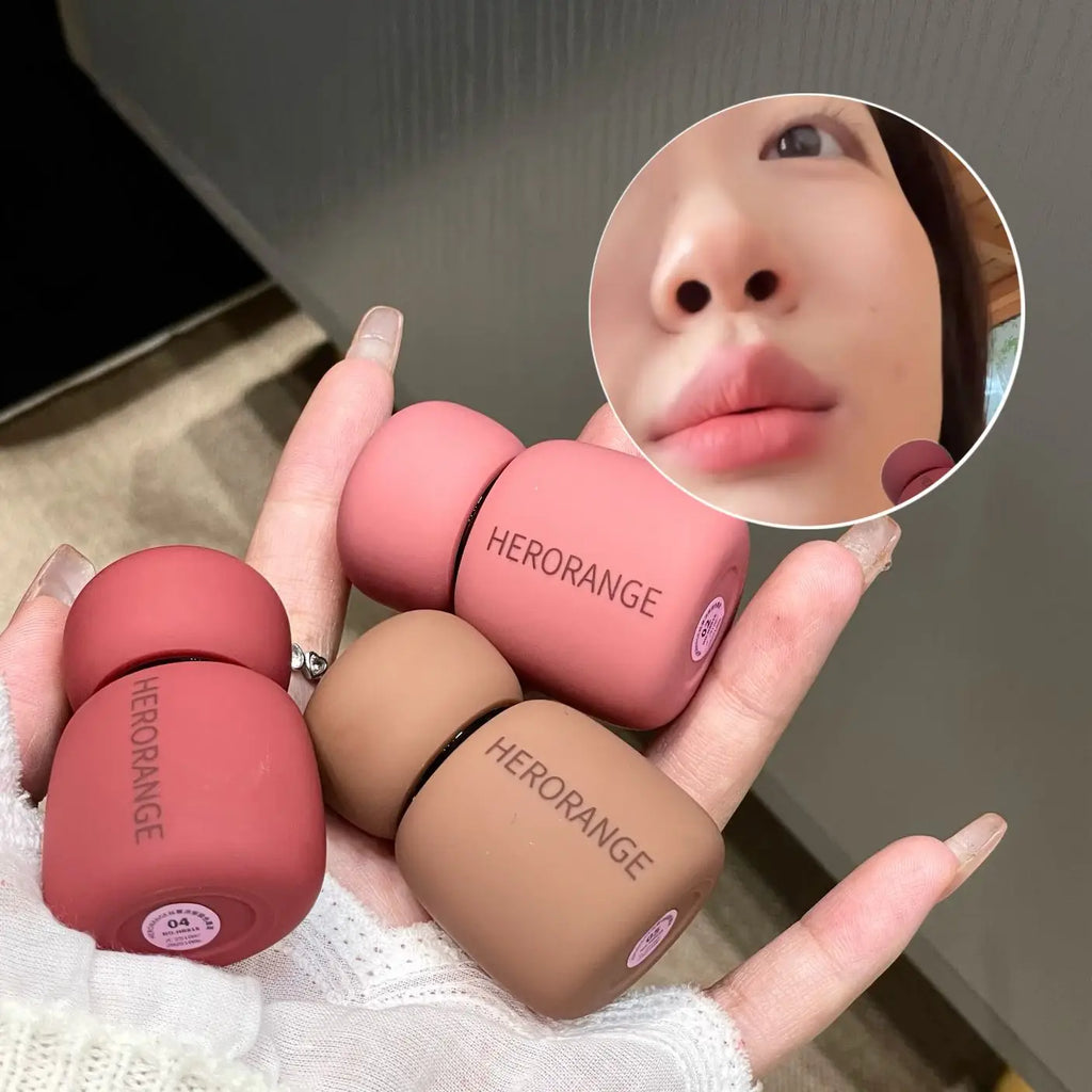 1pcs Red Brown Matte Lip Mud Liquid Lipstick Waterproof Non-stick Cup Chocolate Lip Color for Women Lips Makeup Cosmetics
