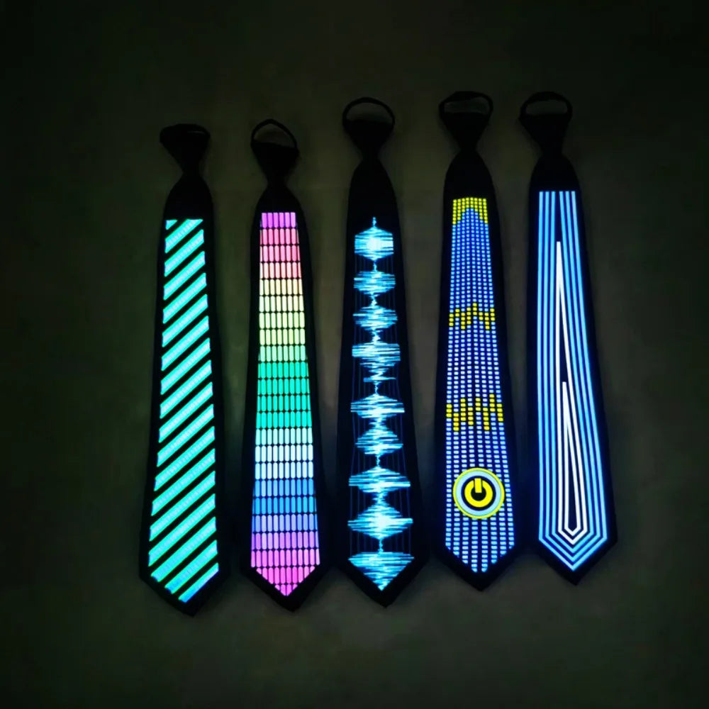 Apparel Accessories Rainbow LED Light Tie Adjustable Neon Flashing Glow Rave Party Necktie Narrow Hip-hop Luminous Cravat Street