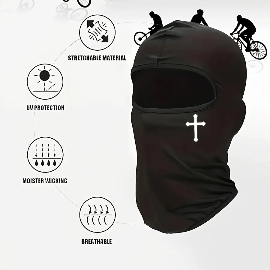 2pcs Breathable Black Balaclava Face Mask - Moisture-Wicking Polyester, Perfect for Cycling,, Hiking, Outdoor Headger