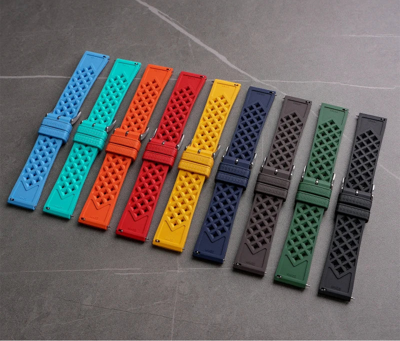 Tropical Fluoro Rubber Watch Strap 20mm 22mm Quick Release Sport Waterproof FKM Men Women Replace Band for Seiko for Citizen
