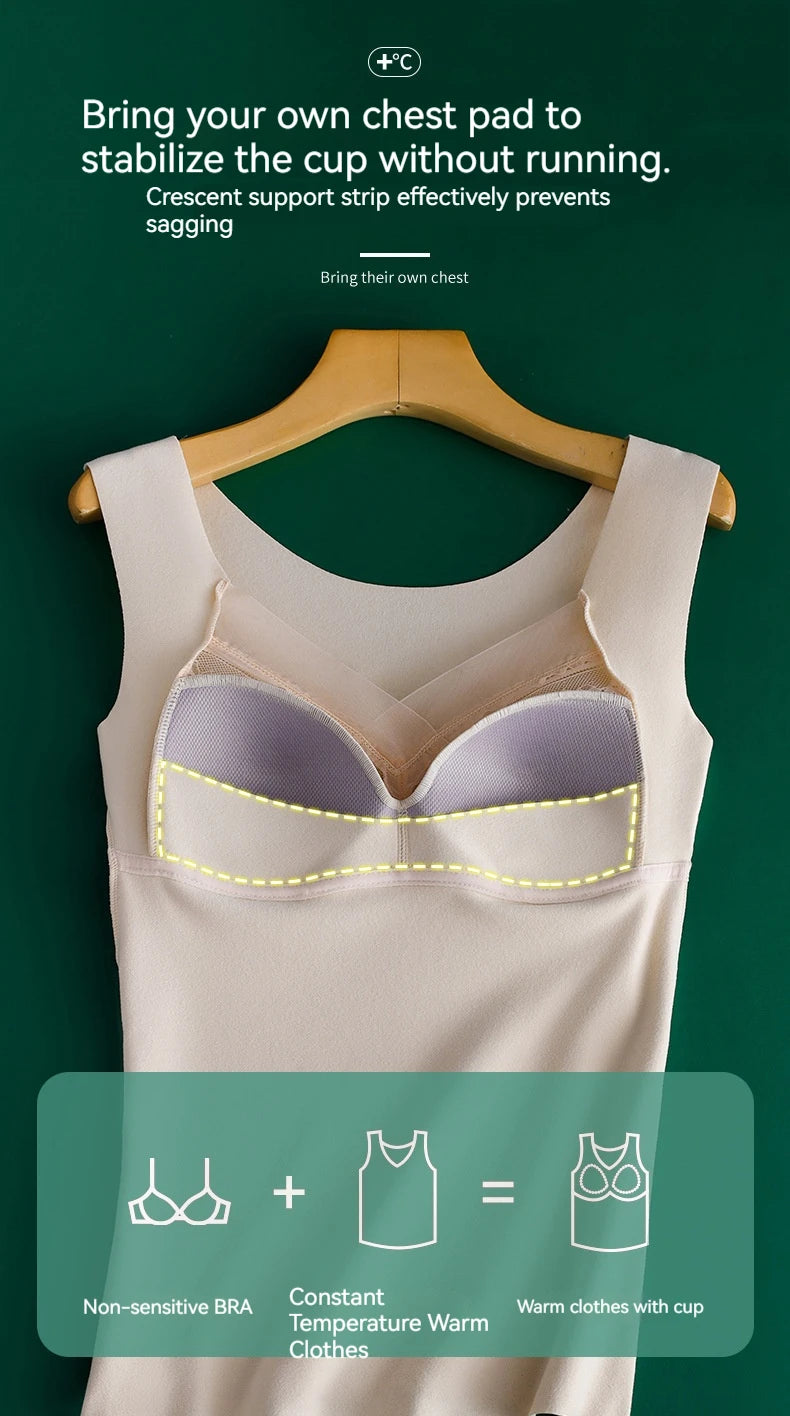 Women Thermal Underwear Winter  Bottoming Top Seamless Thick Double Layer Warm Lingerie Warm bra Sports underwear