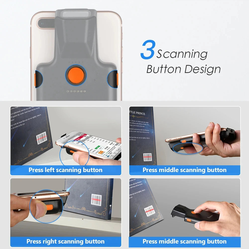 Eyoyo Clearance Sale EY-017LP Back Clip Phone Portable 1D Laser Bluetooth Barcode Scanner Fast Scanning UPC EAN Code39 Code128