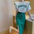 Summer 2024 Trendy Loose ort Sve T-irt Women's Top Design Sense Splicing Slimming Faionable Youthful Polyester Cotto...