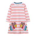 Jumping Meters 2-7T Princess Girls Dresses Buttons Hot Selling Long Sleeve Animals Baby Girls Clothes Party Kids Frocks Costume