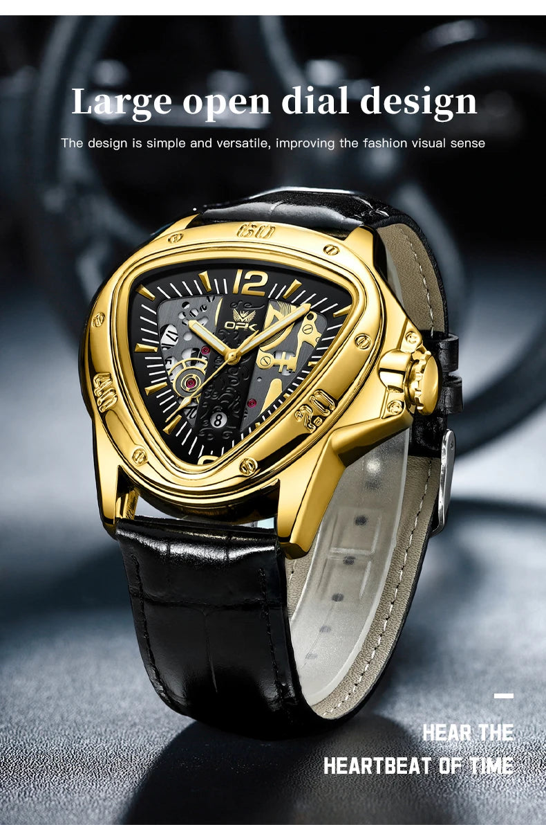OPK 8168 Fashion Original Quartz Watch For Men Luxury Waterproof Luminous Leather Hand Clock Top Brand Business Man Watches 2024
