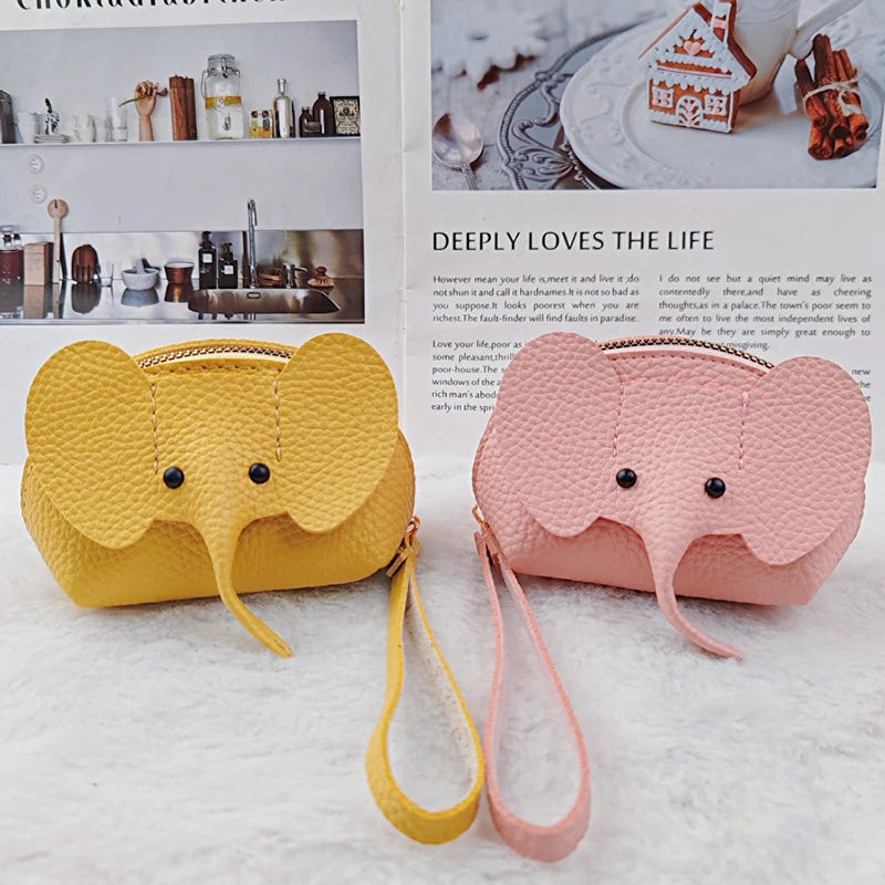 Mini leather elephant-style earphone case, coin purse, creative card holder, lipstick holder, earphones, change holder