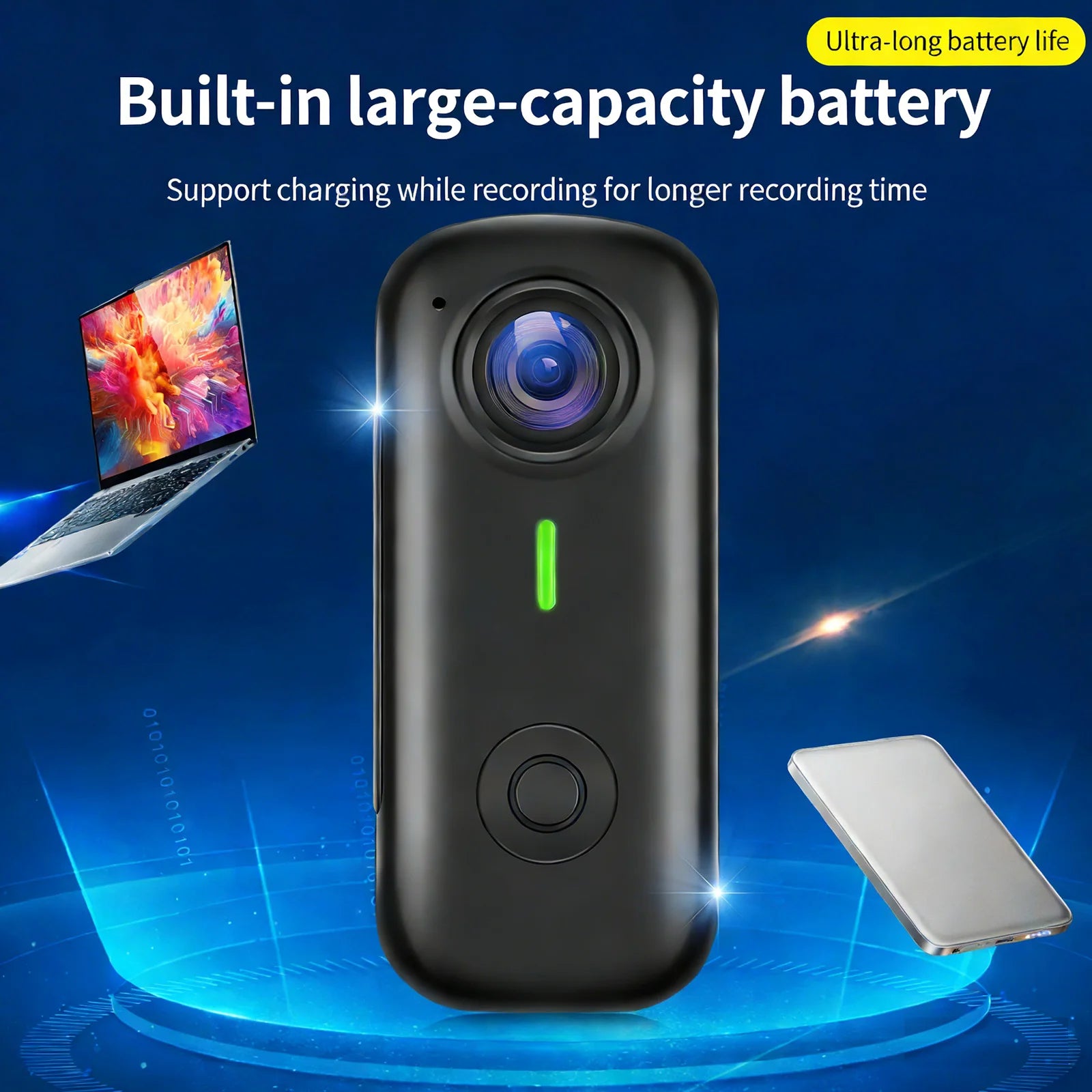 Lenovo Magnetic Sports Camera 2K Mini Thumb Camera WiFi 120° Wide Angle Smart Anti Shake For Cycling Vlog Motorcycle Helmet