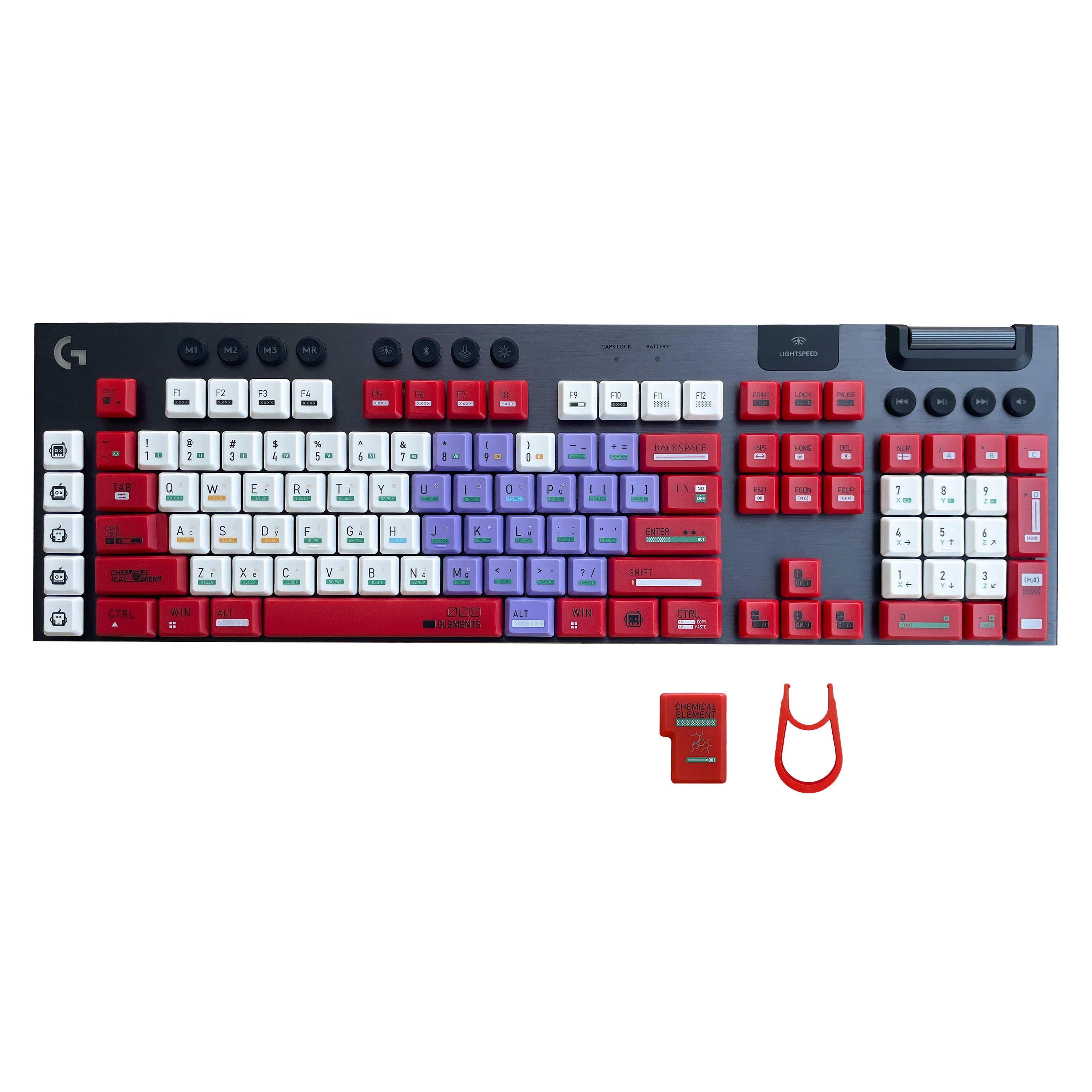 Chemical Element Keycaps,PC+PBT Custom Heart TP Keycap Set Suitable for Logitech G915/G815 Mechanical Keyboard,Only Keycaps