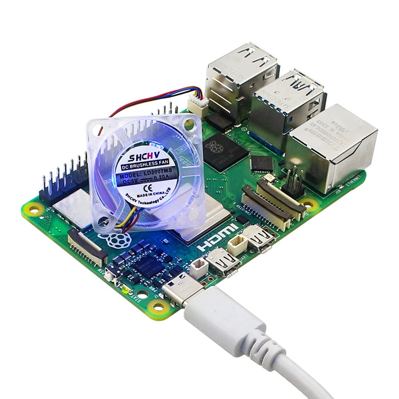 5V 3007 Fan PWM Speed Adjustable CPU Cooling Radiator JST Interface Optional LED with M2.5 Screws Nutsfor Raspberry Pi 5 4G 8G