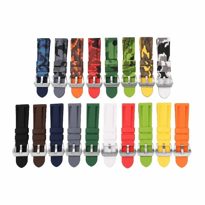 Thick Rubber Watch Band 20mm 22mm 24mm 26mm Camouflage Replacement Silicone Wrist Belt Bracelet Soft Camo Watch Strap