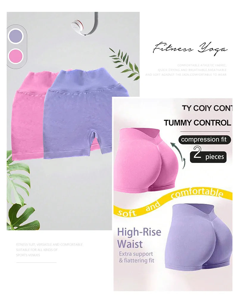 Women Summer V- Waisted Yoga Shorts Fashionable and Sexy Running Fitness Pants Gym High Elastic Hip Liftting Sports Shorts