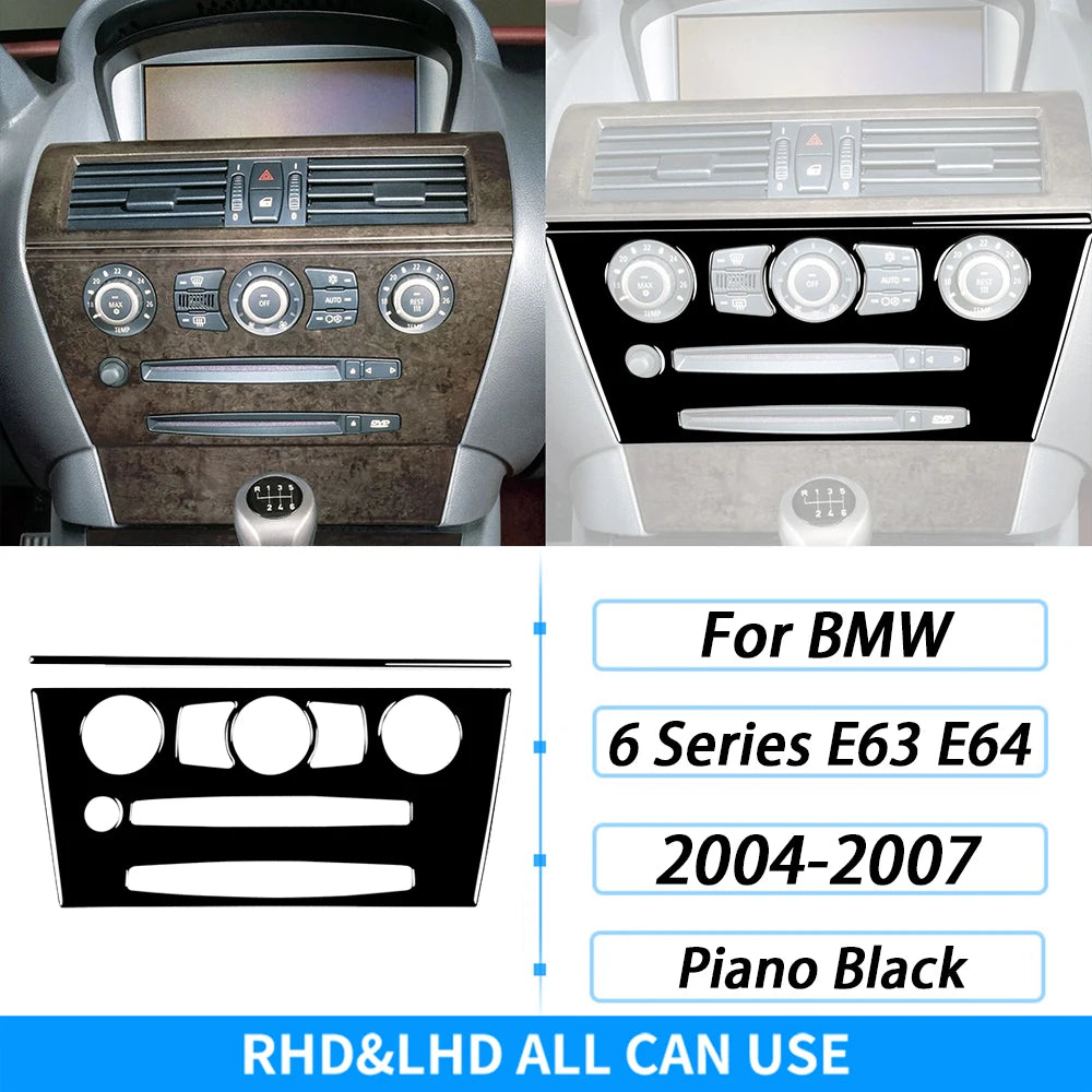 For BMW M6 6 Series E63 E64 2004-2010 Piano Black Gear Shift Air Outlet Window Lift Panel Set Car Interior Accessories Sticker