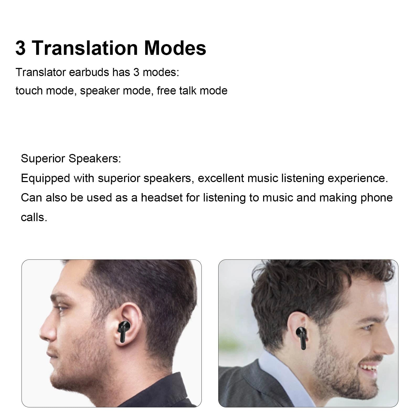 Language Translator Earbuds Support 144 Languages Translate Travel Shopping Multifunctional Bluetooth Language Translator Device