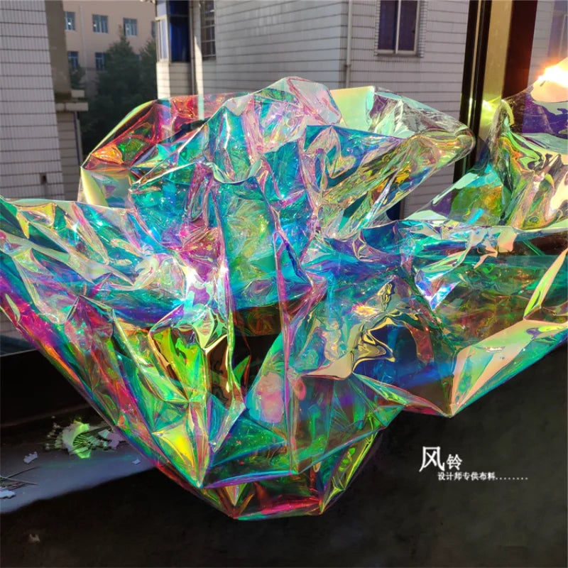 Rainbow Reflective PVC Fabric Laser Plastic Film Waterproof DIY Background Decor Bag Raincoat Coat Clothes Designer Fabric