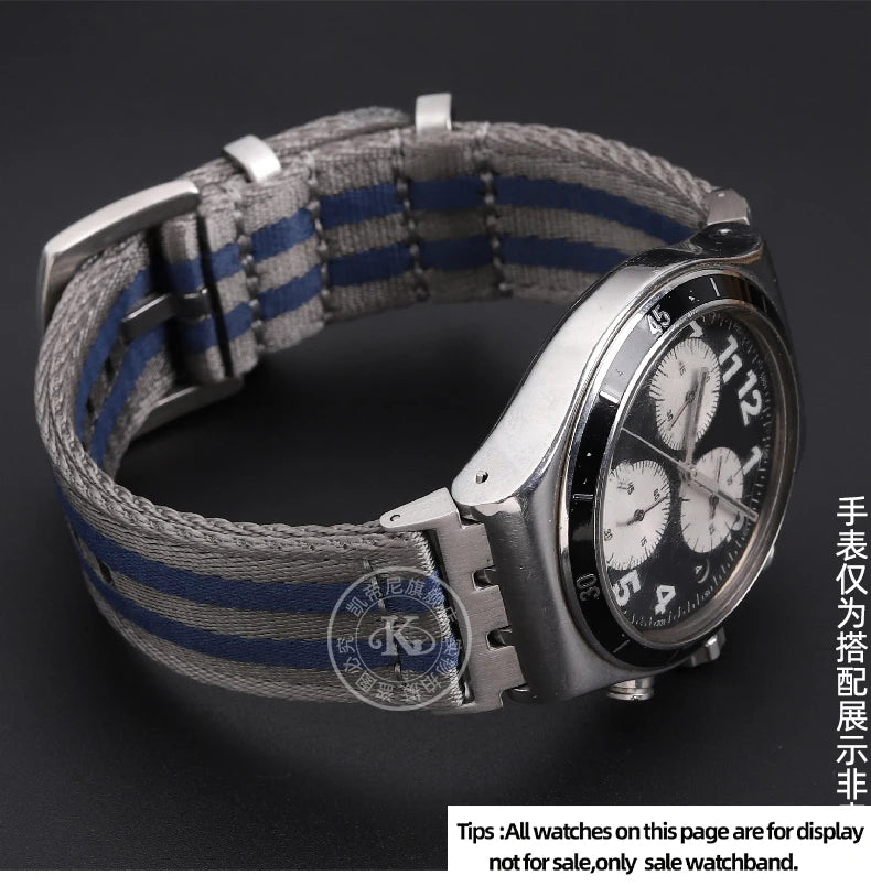17mm 19mm 21mm Nylon WatchBand For SWATCH YVS420 YVS454 YVS451 YVS400 YVB404 Watch Strap Soft Canvas Watch Chain Men Women